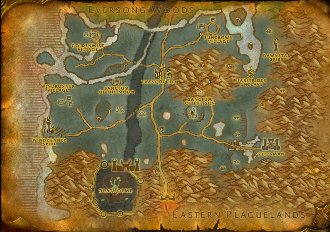 Ghostlands Map eastern kingdoms world of warcraft