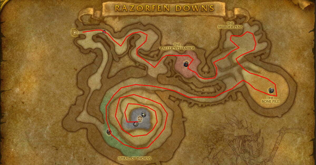 Dungeon Fasrms Razorfen Downs Route