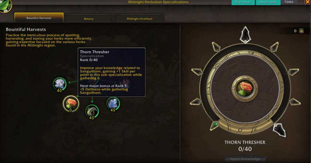 Sanguithorn midnight herb specialization thorn thresher